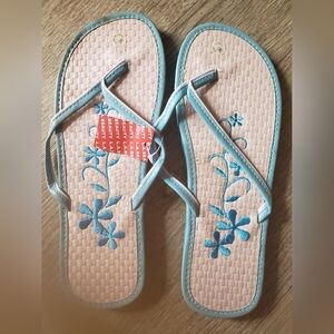 Flip Flops L.A. Beauty Floral Print Size 10 NWT